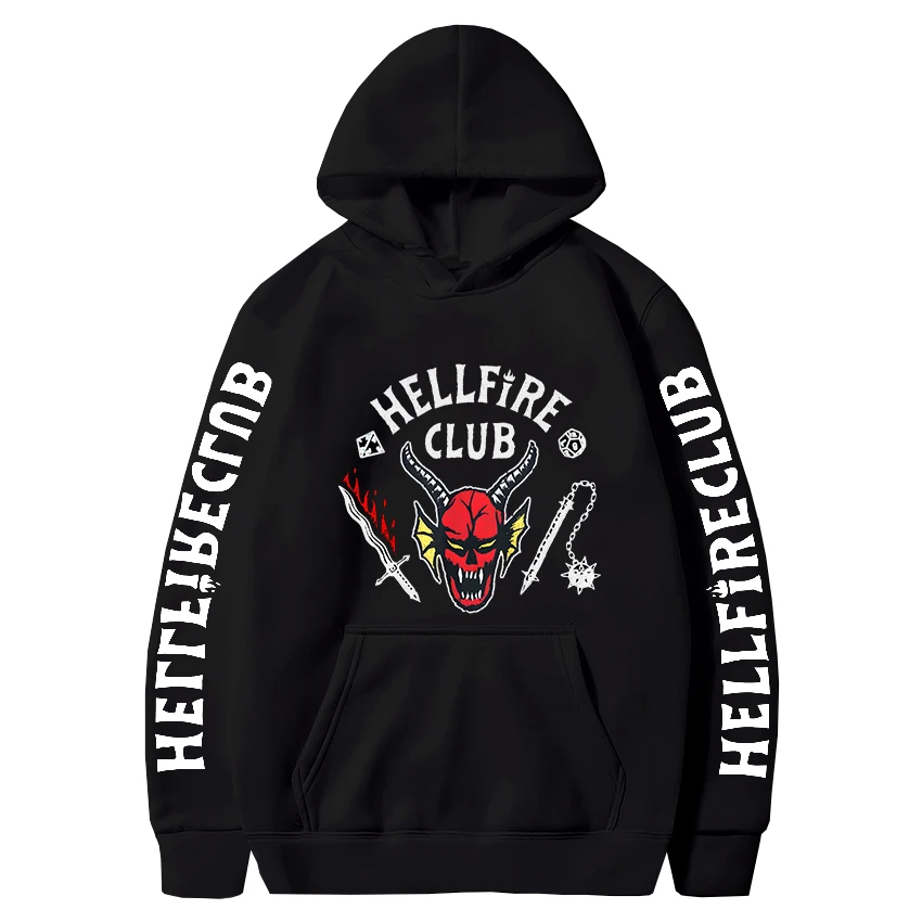 Hoodie HellfireClub Long Sleeved 2-side Pullovers Oversized Sweatshirt 2022Autumn Winter Retro Unisex Tops Couples Men and Women
