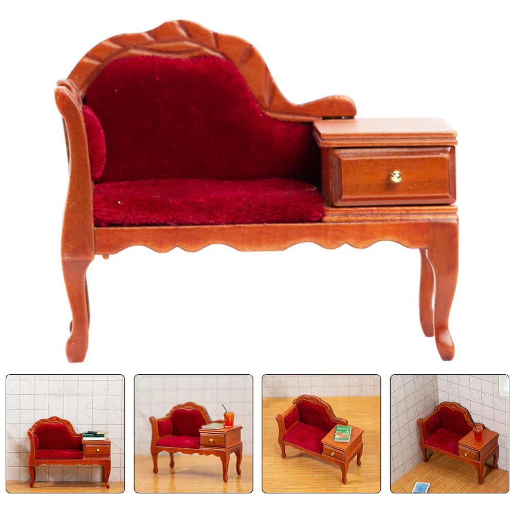 

Mini House Sofa Ornament Exquisite Mini Sofa with Drawer Mini Furniture Adornment
