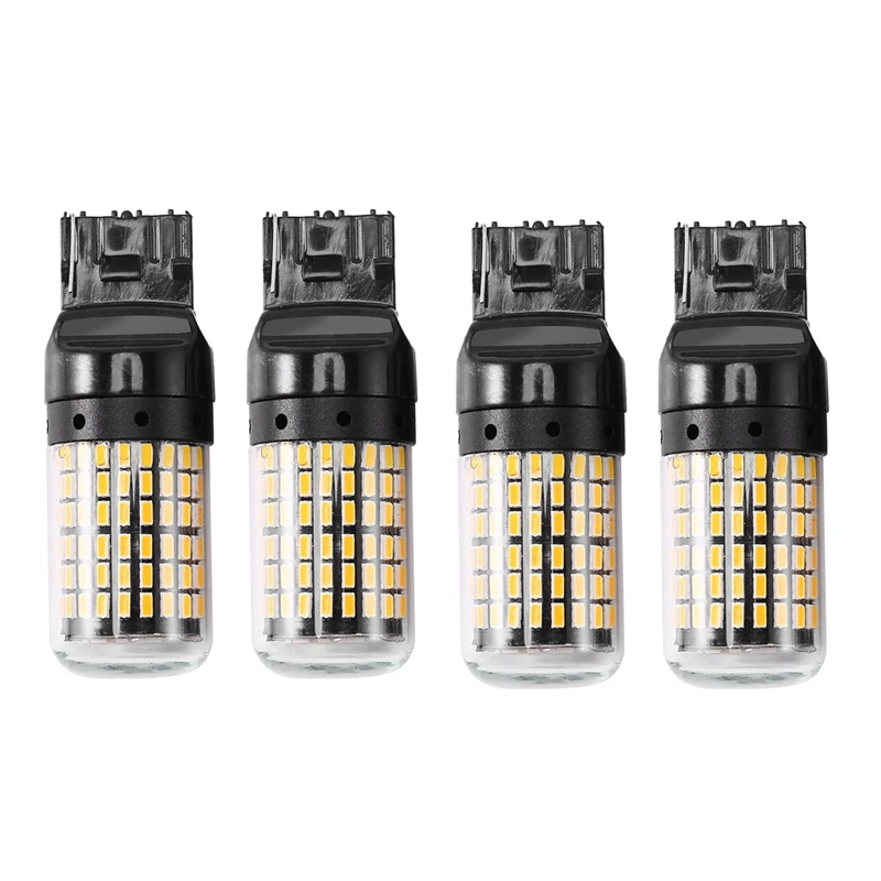 

4Pcs Super Bright Canbus T20 7440 W21W Wy21w 144-Smd Reverse Light Turn Signal Light Bulbs,Black Shell (Yellow Light)