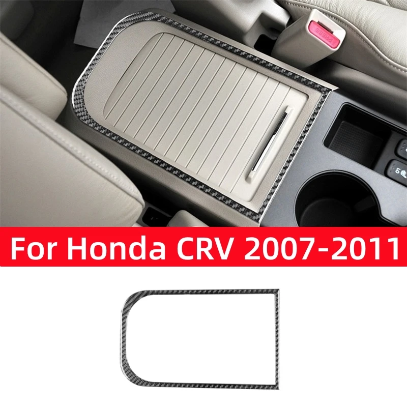 

For Honda CRV 2007 2008 2009 2010 2011 Accessories Carbon Fiber Interior Car Center Armrest Box Outer Frame Cover Trim Sticker