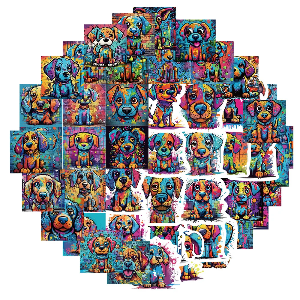 

10/30/50pcs Colorful Puppy Animal Stickers Cartoon Dog Decals Graffiti DIY Laptop Scrapbook Skateboard Phone Kids Sticker Toys