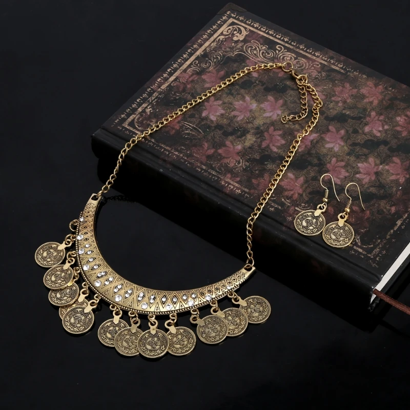 2шт красивые металлические простые универсальные серьги-ожерелья-монеты для