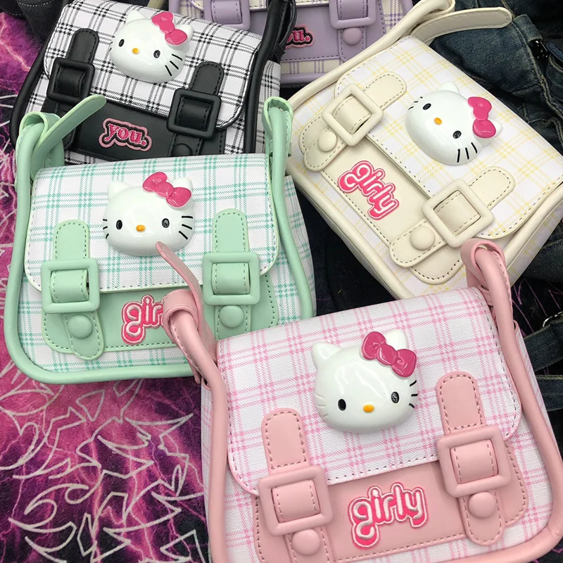 

Sanrio аниме Hellokitty мультфильм Милая кавайная Женская Портативная сумка через плечо Y2K женская сумка через плечо студенческий подарок