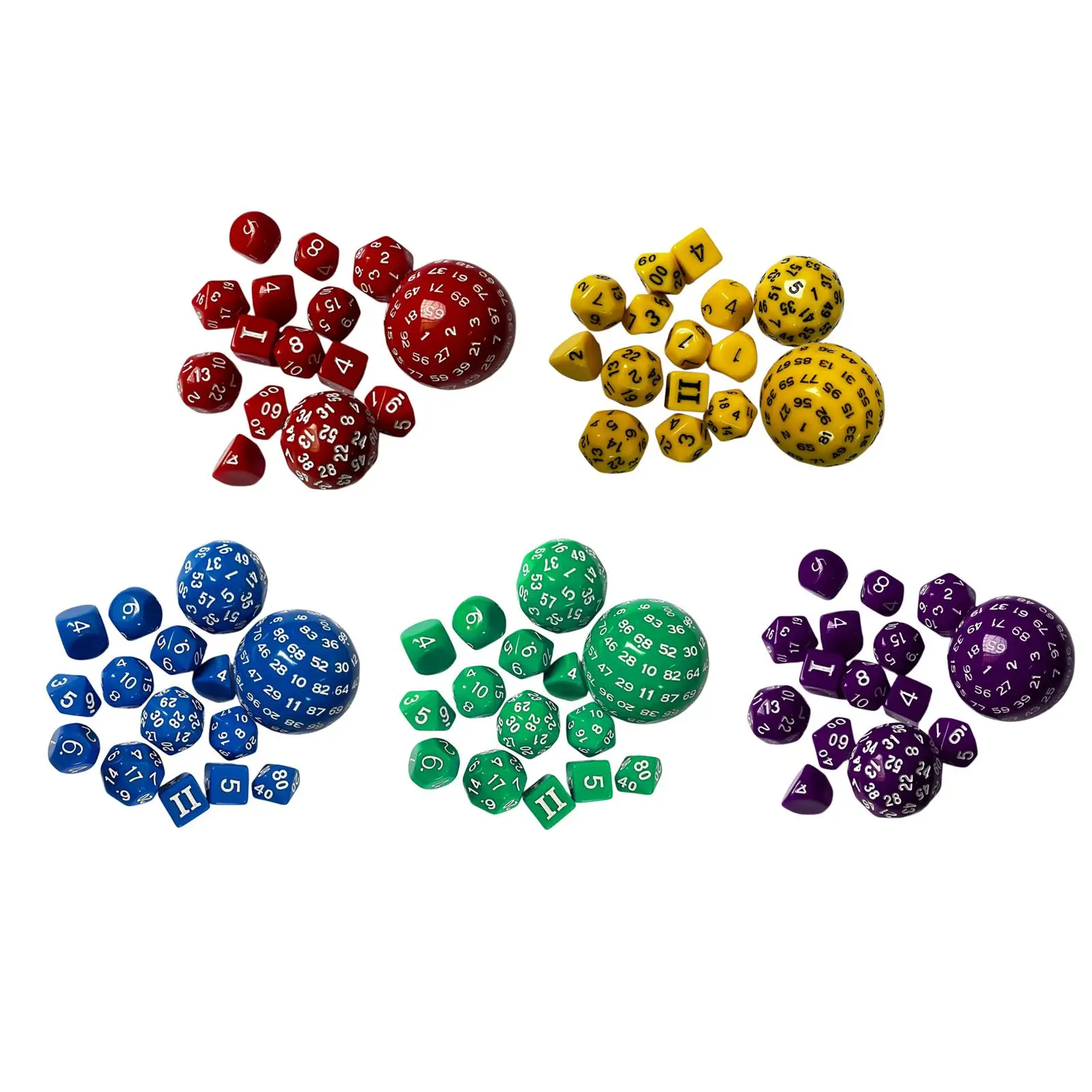 

15x Dice Set D60 D30 D24 D20 D16 D12 D10 D8 D7 D5 D4 RPG Role Playing Acrylic Polyhedral Dice Set for Entertainment