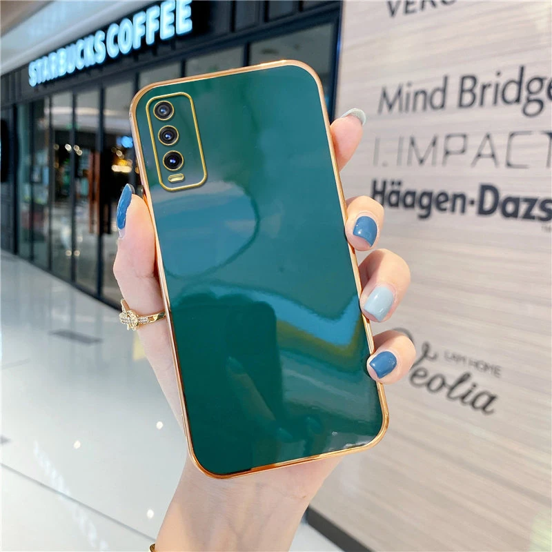 

Luxury Square Plating Phone Case For vivo Y21 Y21S Y33S Y20 Y31 Y51 Y73 V21E V23 V25 V27 Solid Color Soft Silicone Cover Coque