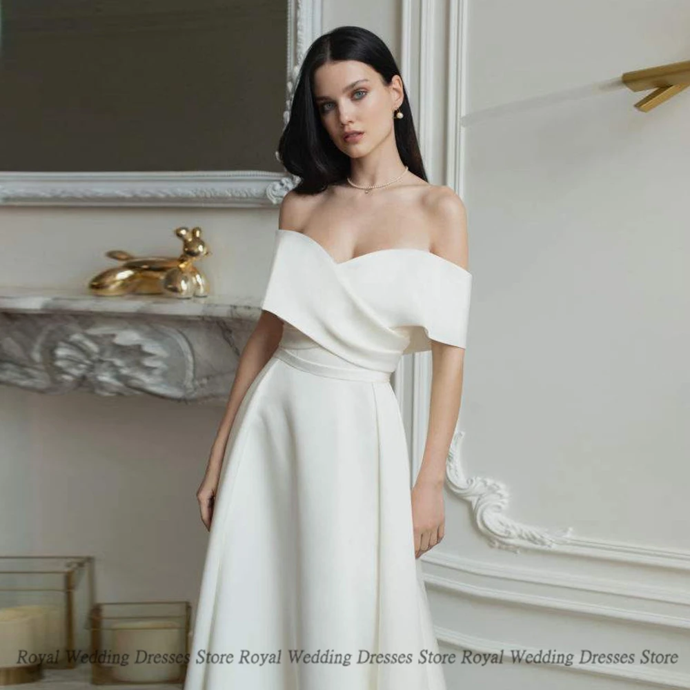 

High Quality A Line Wedding Sleeveless Dresses Off-the-shoulder Open Back Strapless Lace Floor Length Print Gowns Robe De Ma