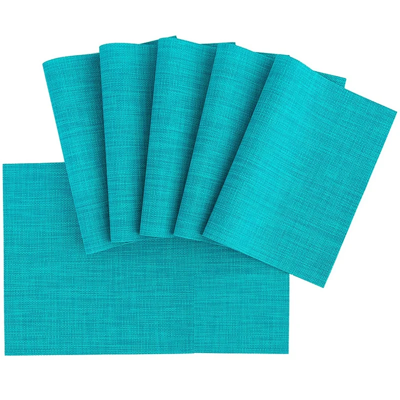 

Placemats Place Mat Blue Table Mats Set Of 6 Non Slip Easy To Clean Wipeable Crossweave Woven Vinyl Washable Place Mats