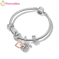 yexcodes heart light bracelet bracelet female brand bracelet ladies diy peach heart and lock pendant men and women jewelry gifts
