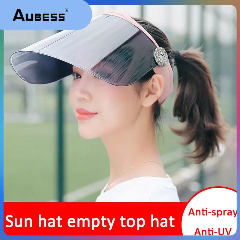 

Fashion Female Summer PVC Sun Hat Cycling Travel Sun Visor Adjustable Outdoor Sun Protection Against UV Rays Transparent Hat