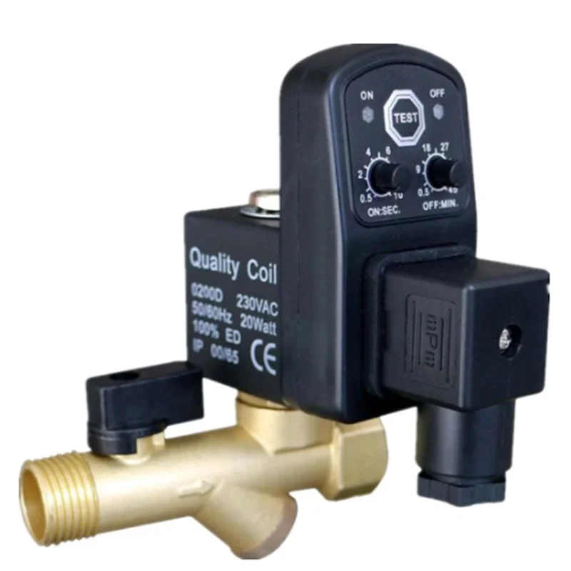 

DC24V AC220V/380V 1/2" Automatic Timer Compressor Condensate Drain Timer Solenoid Valve