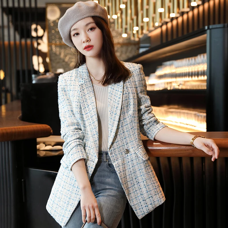 Spot wholesale black hooded suit coat (female) autumn 2022 new small Korean loose casual double breasted suit trendy top