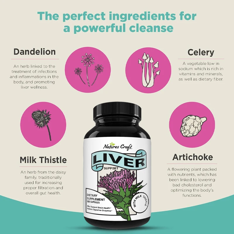 

Best Liver Supplements with Milk Thistle - Cleanses Colon & Body, Promotes Healthy Mobility & Immune System,