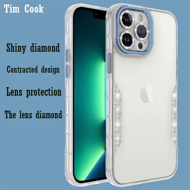 

Flash Transparent cover For iphone14 13 12 11Pro Max Plus Simple Electroplate Lens Protection Soft Silicone Mobile phone case