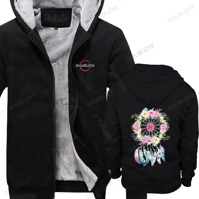 

Mens luxury fall winter hoodie high quality black zipper beautiful flower unisex outwear thick hoody print funny sweatshirt