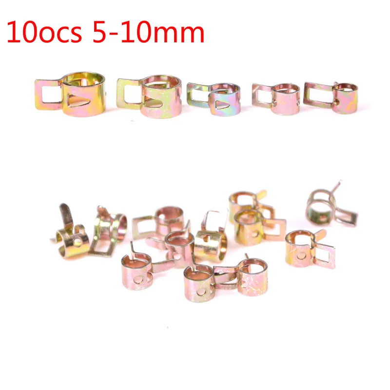 

10Pcs/lot 5mm 6mm 7mm 8mm 9mm 10mm Spring Clip Fuel Line Hose Water Pipe Air Tube Clamps Fastener