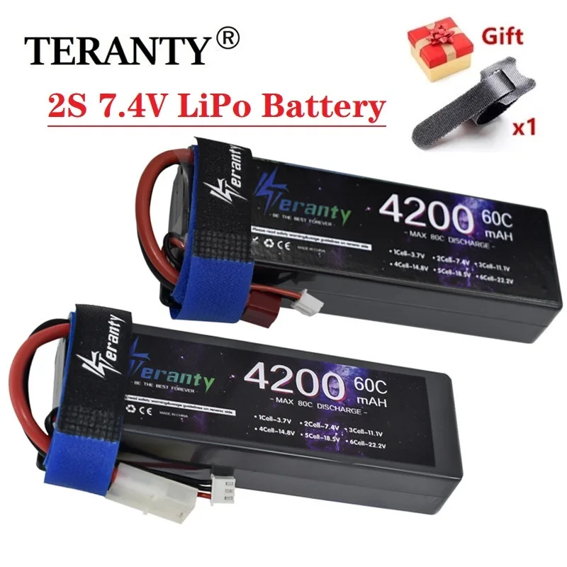 

Upgrade 4200mAh 7.4V Lipo Battery 60C Hard Case Compatible RC Car Losi TR Slash Buggy 2S 7.4V Battery With T XT60 XT90 2P Plug