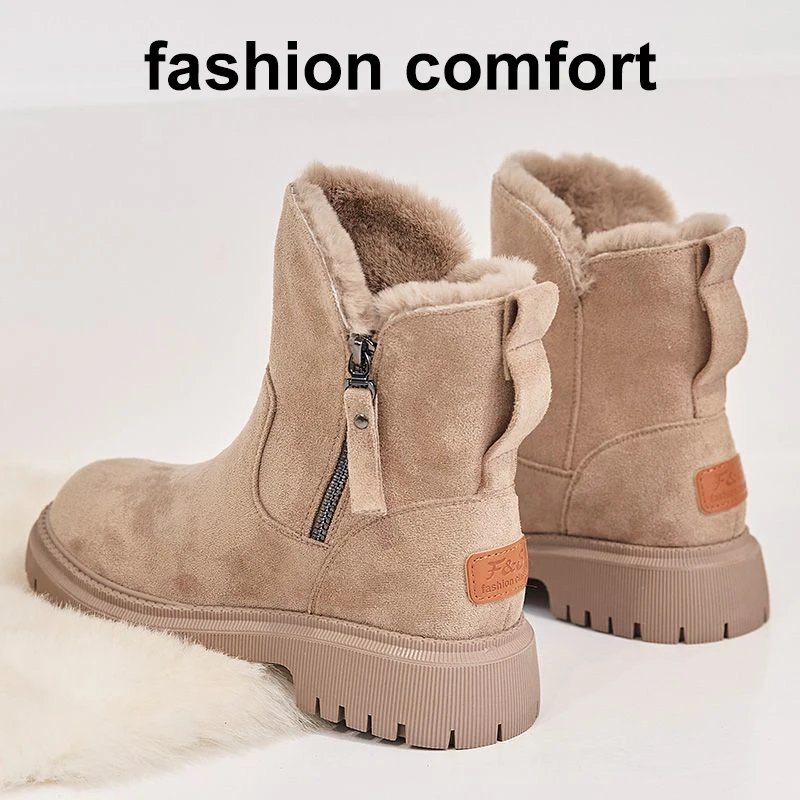 Winter Shoes Women Plush Boots Casual Fashion Warm Shoes Comfort Cotton Boots Platform Thigh High Boots Ladies Wedge Ankle Boots