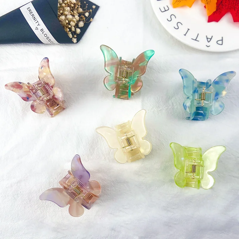 

2022 Catch Hair Claw Butterfly Hair Accessories Sweet Acetate Sheet Grabbing Back Of The Head Hair Clip Hairpin Headdress