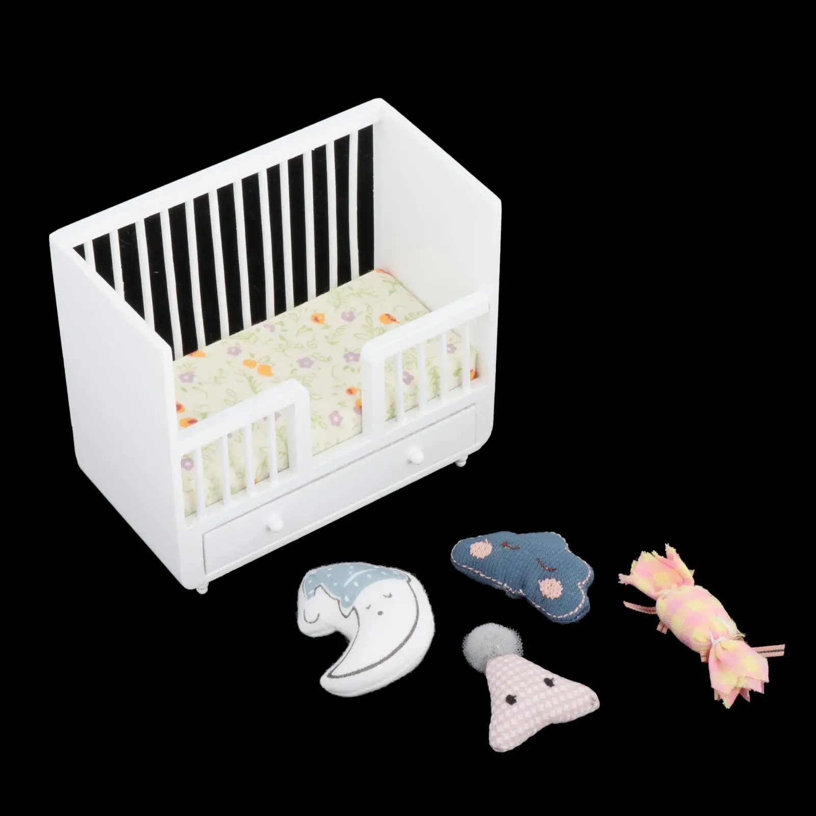 

Cute Dollhouse Bed with Pillow Furniture Mini DIY 1:12 for 3-6 Years Old