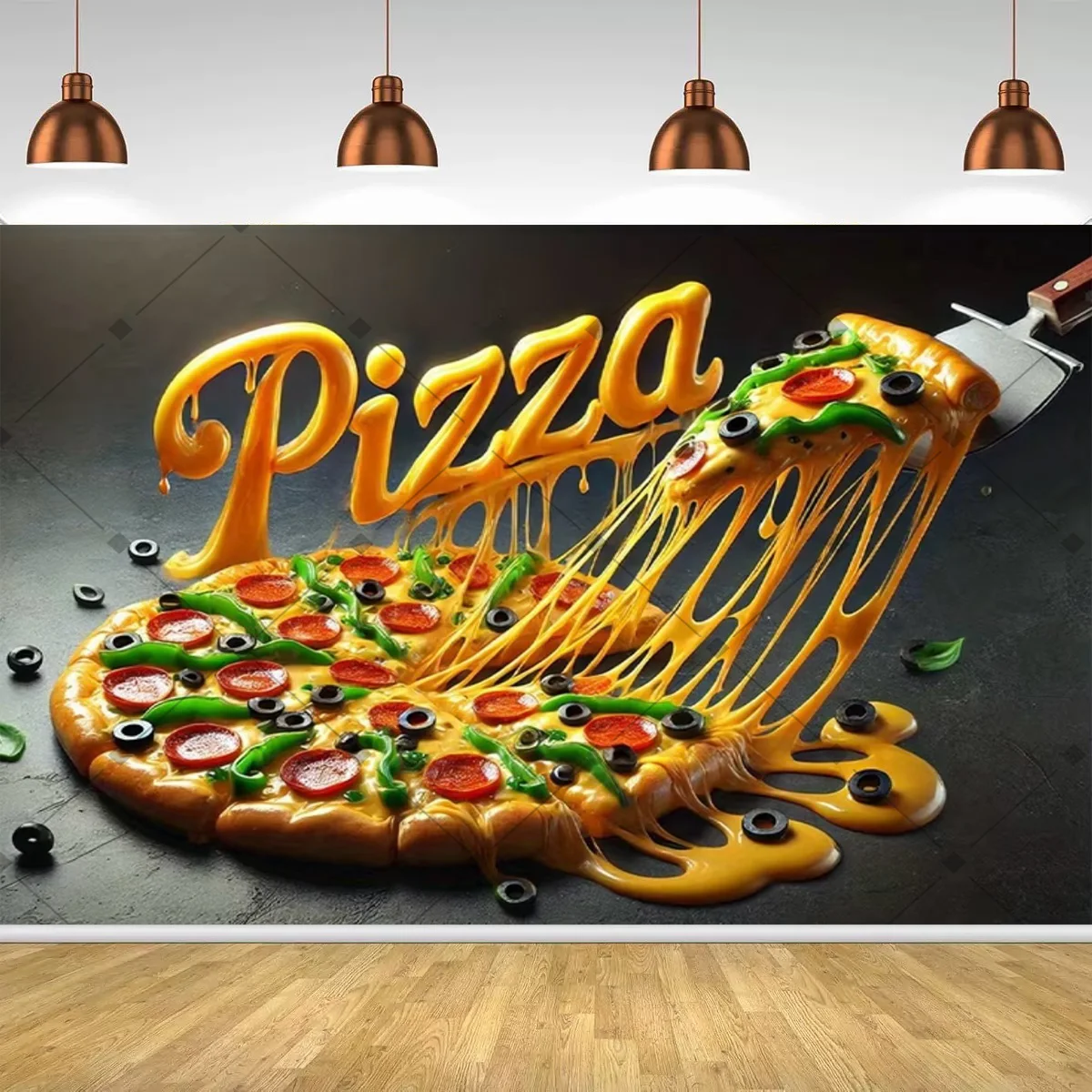 Ретро-фон для вечеринки в стиле итальянского пиццерии Pizza Wall: Декор для дома, бара, вечеринок для любителей еды (art.: 3920da65ea43f) - 3920da65ea43f