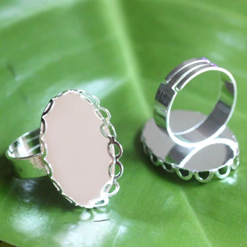 

10pcs Lace Ring Blank Base Silver-Plated Ancient Bronze Fit 13*18/18*25/30*40mm Cabochons Tray for DIY Jewelry Making