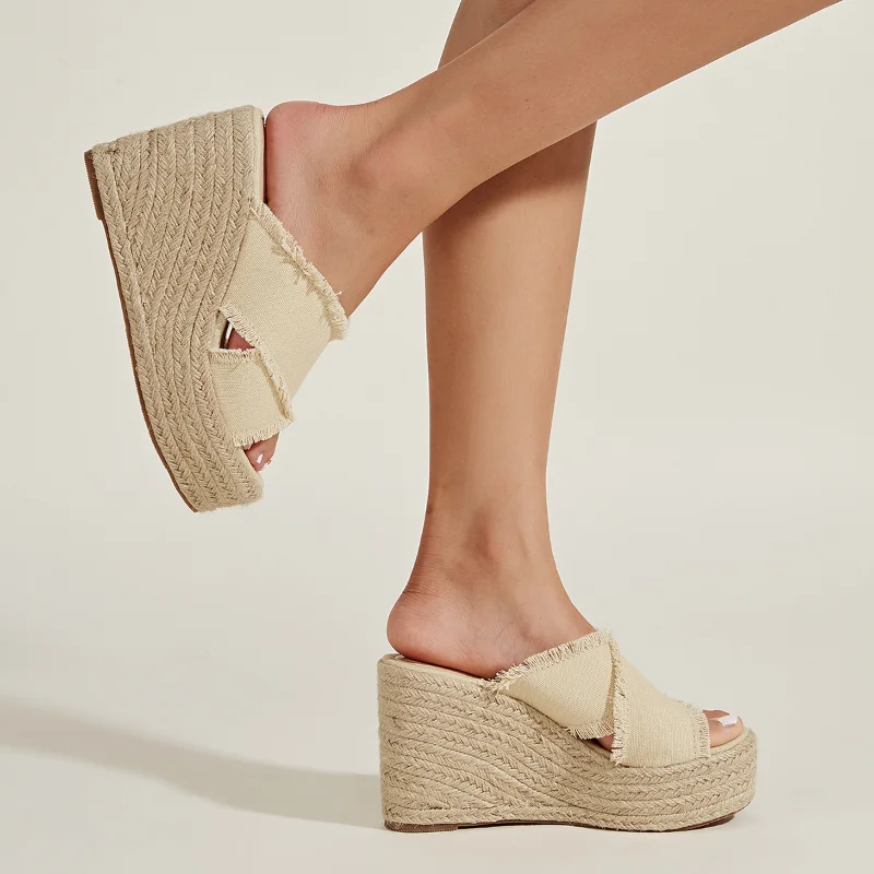 

Beach Open Toe Women Sandals Wedge Slip-On Non-Slip Sandals Ladies All-match Outdoor Beach Peep-toe Sandals Footwear