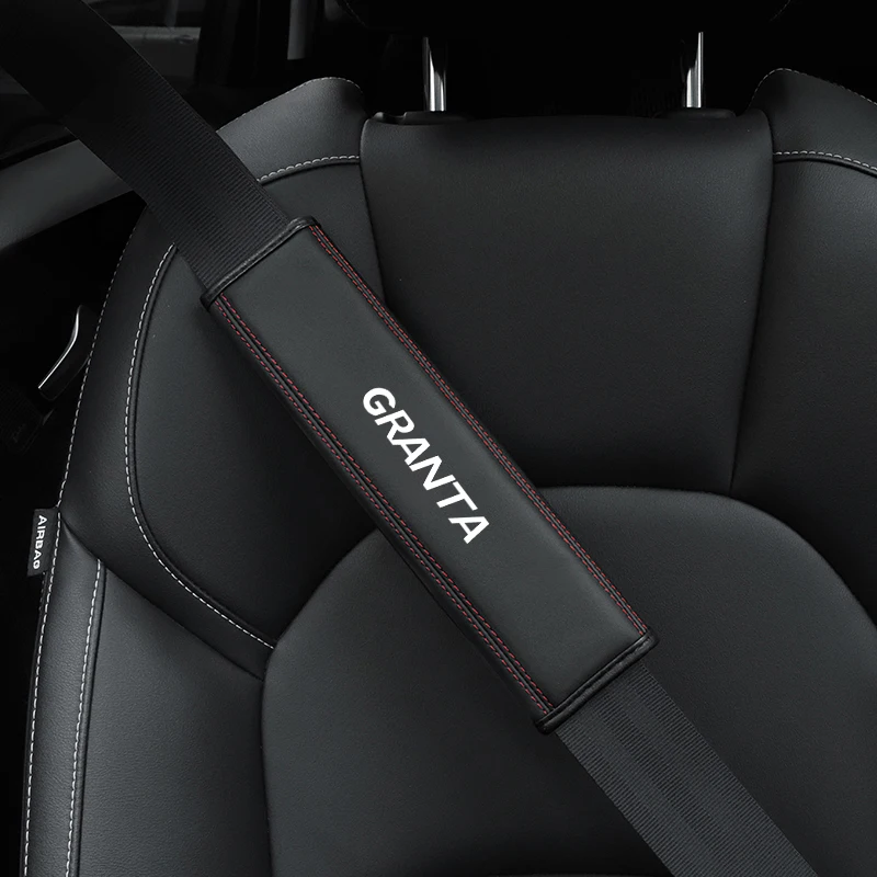 

For lada-GRANTA 1pc Cowhide Car Interior Seat Belt Protector Cover For lada-GRANTA car Auto Accessories