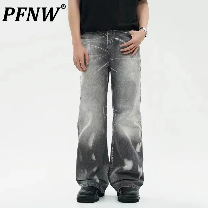Винтажные мужские потертые джинсы PFNW новые американские свободные брюки с