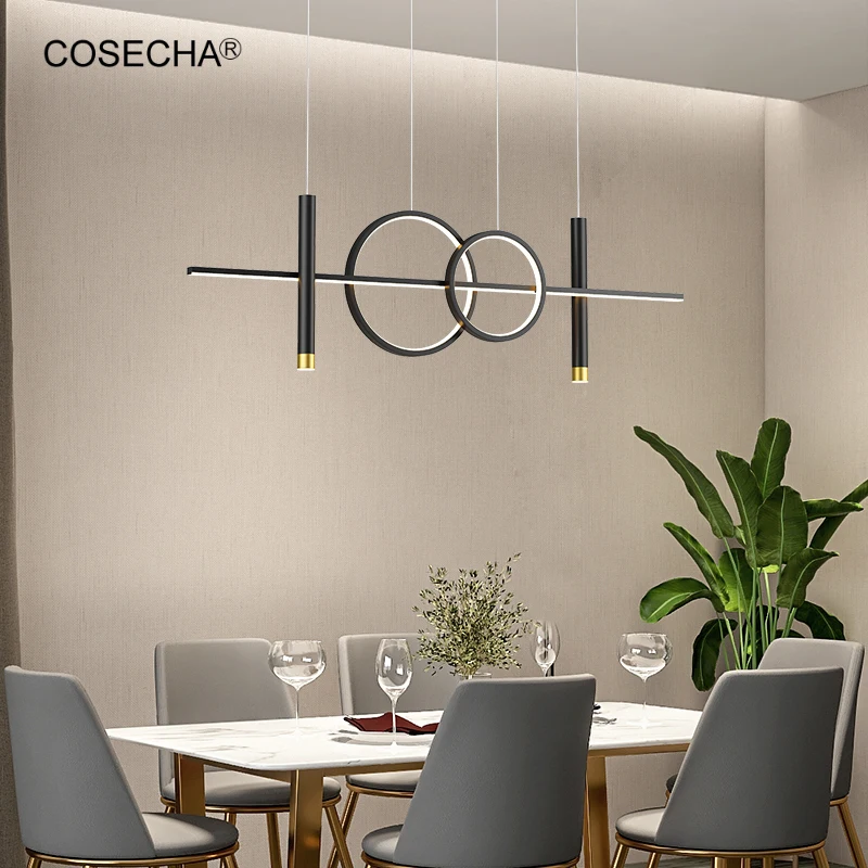 

Современная подвесная люстра с регулируемой яркостью, светодиодное освещение для столовой, золотые/черные современные подвесные люстры для кухонного островка