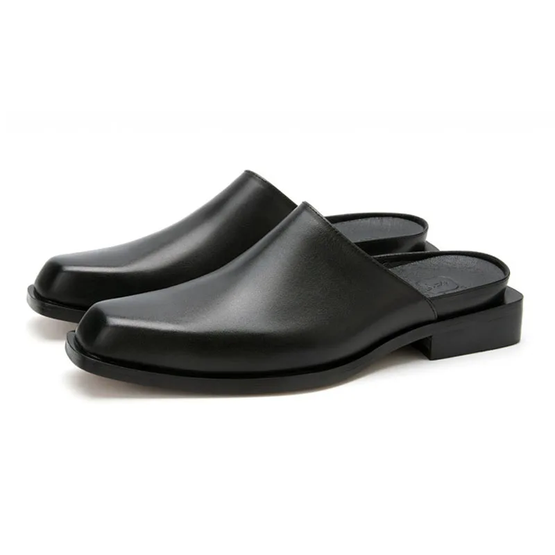 Leather Slippers Men Japan Streetwear 