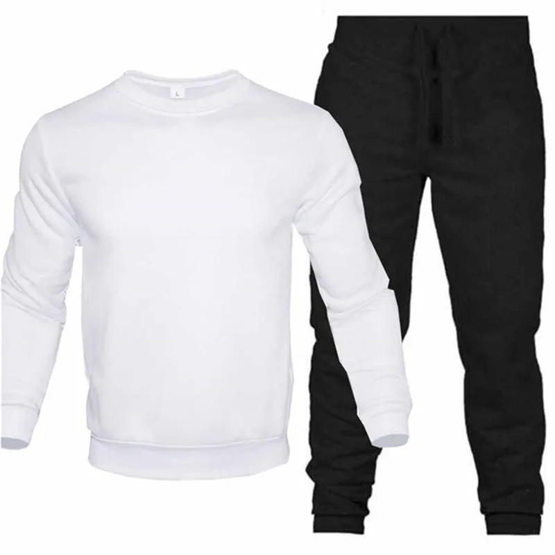 

2022 Men Sweatsuit 2 Piece Outfit Long Pant Tracksuit Sets O-Neck Sweatshirt + Long Pants Clothing Sets