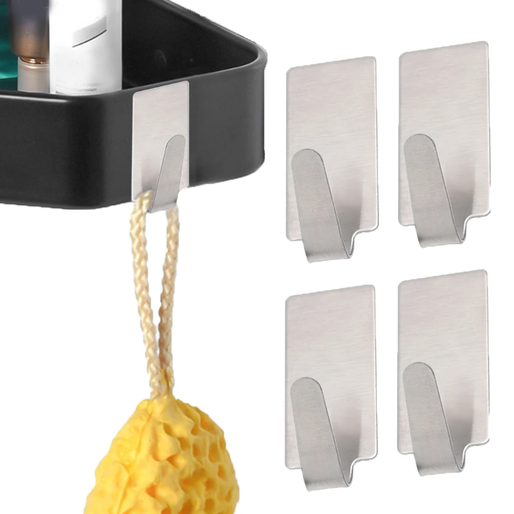 

6PCS Stainless Steel Wall Hooks Self Adhesive Hook Kitchen Home Bathroom Bath Key Bag Coat Hanger Storage Hanging Holder Rack