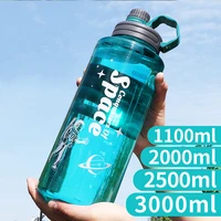 large capacity sports water bottle with handle eco friendly plastic water cup portable outdoor fitness kettle garrafa de agua