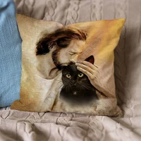 black cat with god jesus pillow case 3d printed decorative pillowcases throw pillow cover zipper pillow cases love dog gift