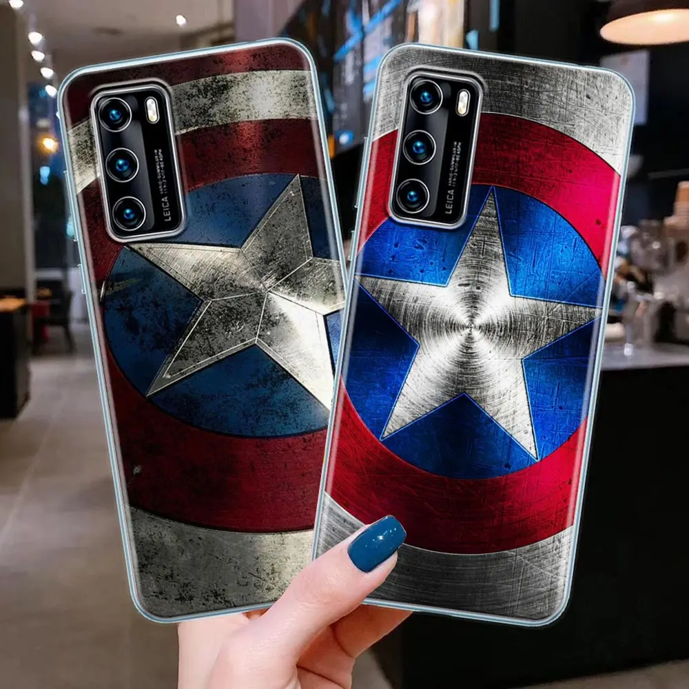 

Marvel Silicone Phone Case For Huawei P20 P30 P40 Lite P50 Pro P Smart Z 2019 Protector Cover Captain America Shield Civil War