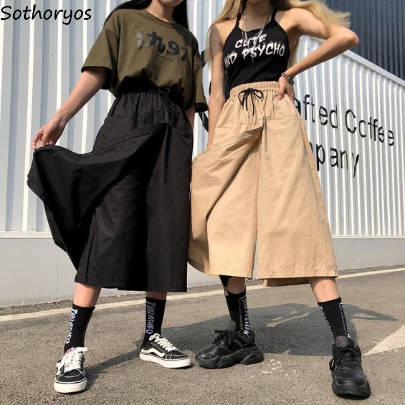 

Брюки Женские однотонные на шнуровке, простые универсальные свободные простые оригинальные дамские базовые креативные в Корейском стиле Харадзюку, весна