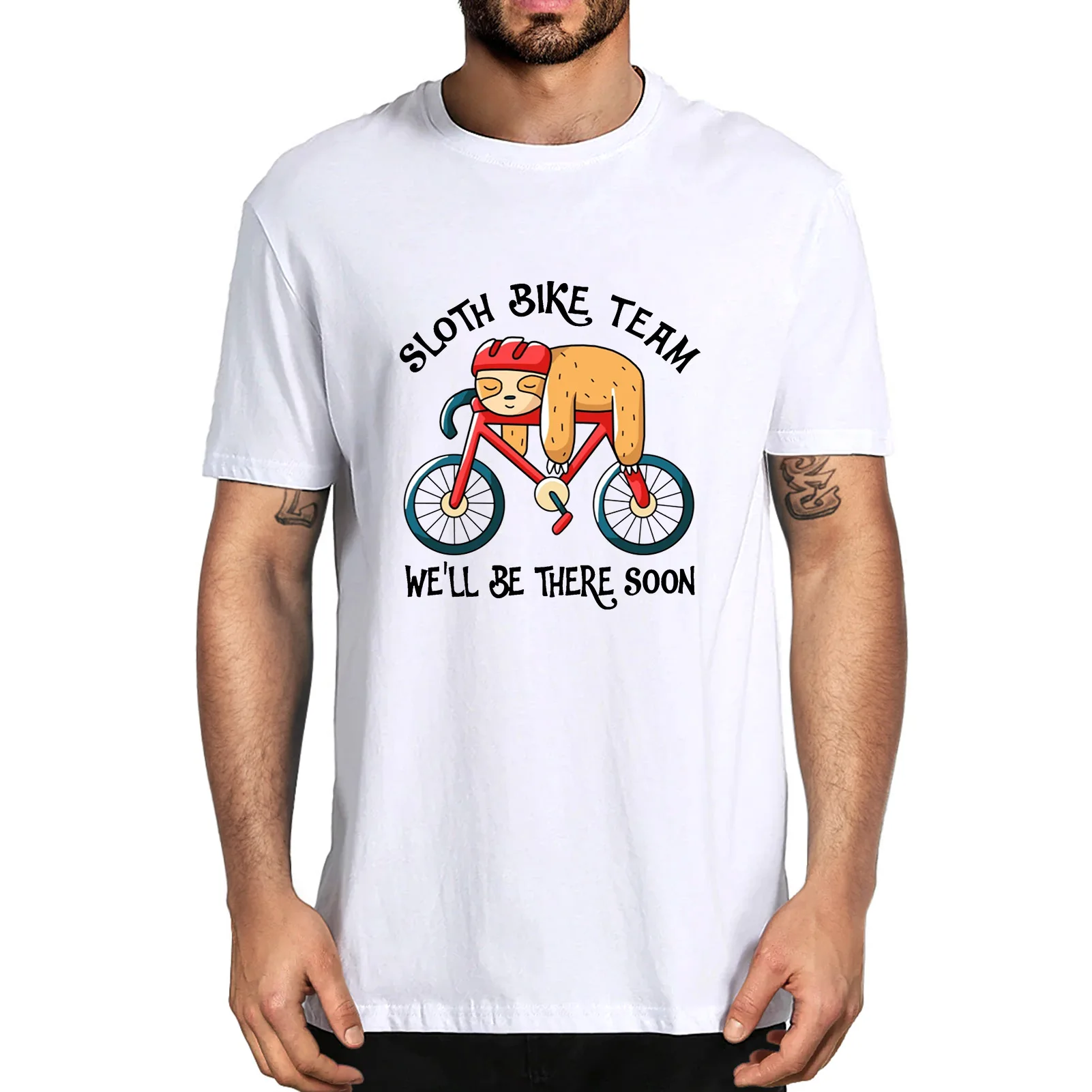 

Bicycle Sloth Bike Team We'll Be There Soon Cycling Riding Funny Summer Men's 100% Cotton T-Shirt Unisex Humor Streetwear Women