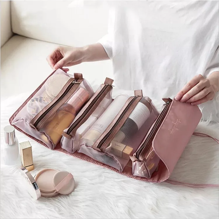 Travel Cosmetic Bag Women Mesh Make Up Box Bags Beautician Toiletry Makeup Brushes Lipstick Storage Organizer
