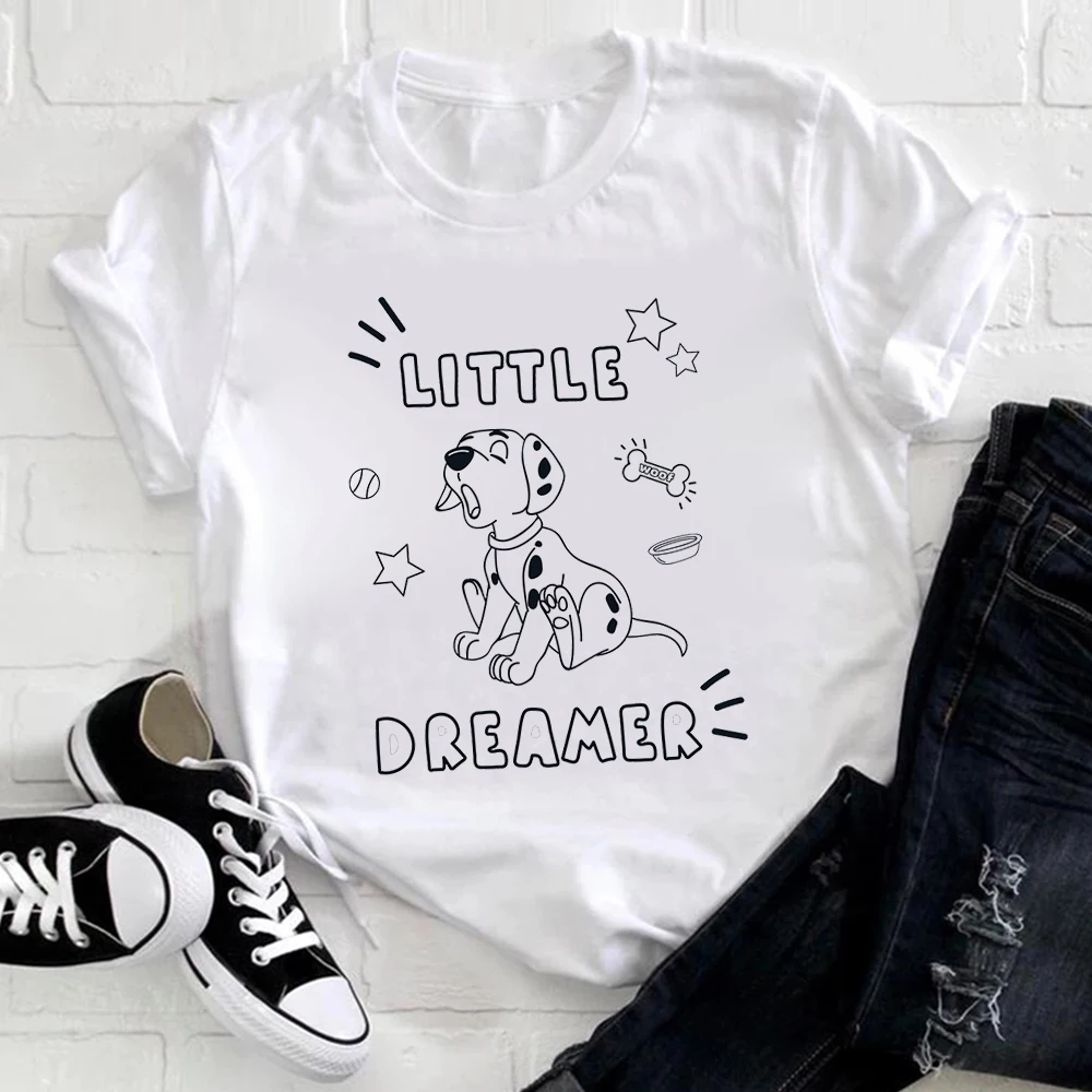 

Women White All-Match 101 Dalmatians New Products Tshirt Print Comfortable Basic T Shirt Harajuku Casual Female Disney T-Shirt