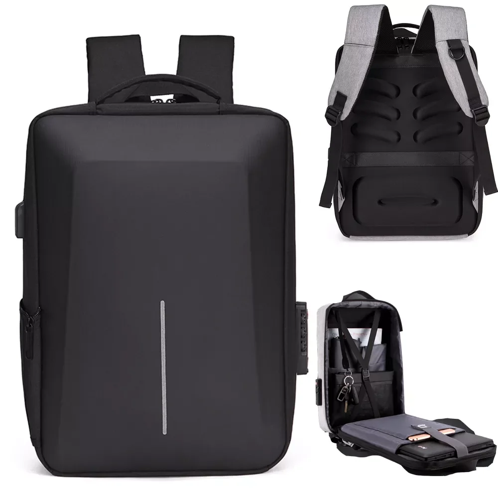 Reflective Strip Multifunctional Anti theft Backpack 15.6 Inch Laptop Notebook USB Travel Bag Rucksack School Bag For Male