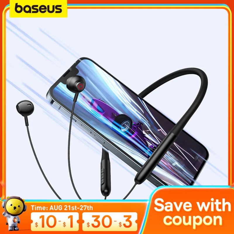 

Baseus Bowie P1 Neck Wireless Bluetooth 5.2 Earphones Sports Running Headset Waterproof Sport Earbuds, 25h Battery Life
