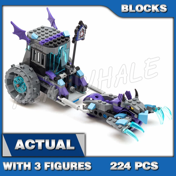 224 шт. Nexoes Knights Ruina's Lock и ролик с синими когтями задняя тюремная каретка 10591