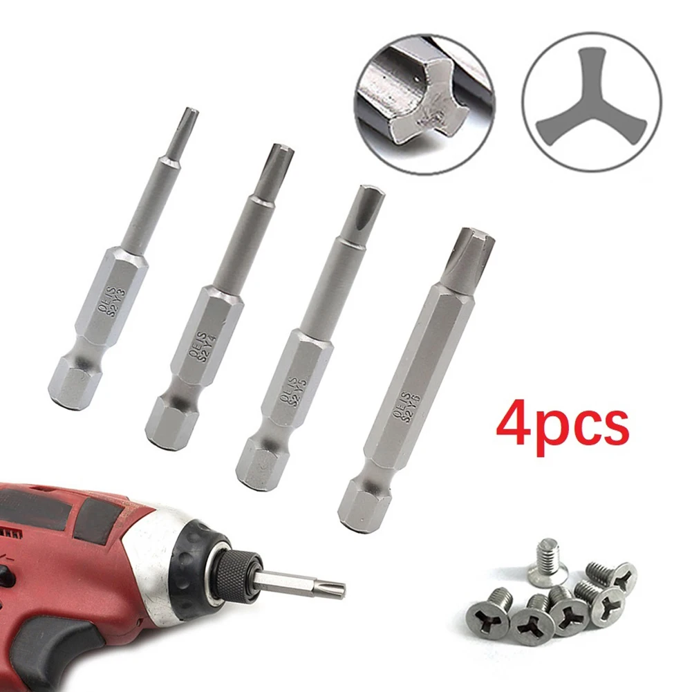 

4 Pcs/Set 50mm Y Shaped Screwdriver Bit Set Hex Shank Screwdriver Electric Head For Bicycle Repair Tools Hex Shank Y3 Y4 Y5 Y6