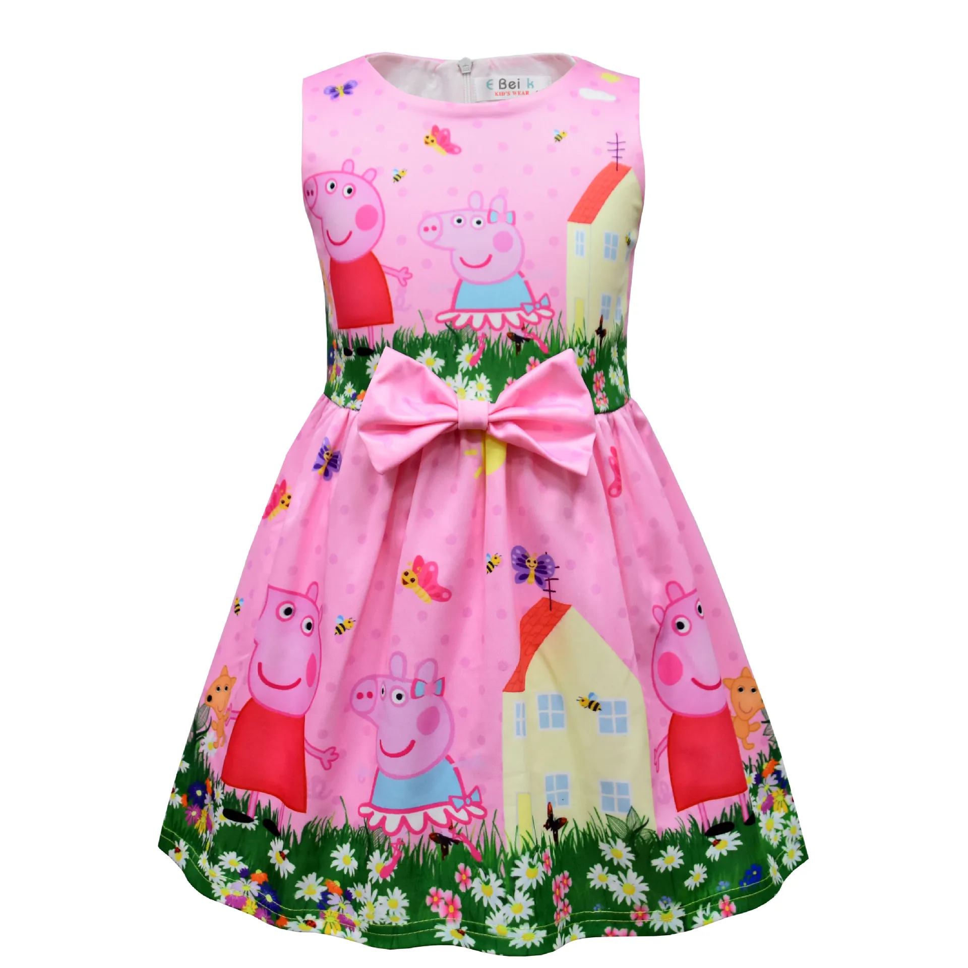 

Peppa Pig Skirt Children Girls Dress Birthday Dress Sleeveless Long Skirt Bowknot Princess Dress Birthday Gift Christmas Gift