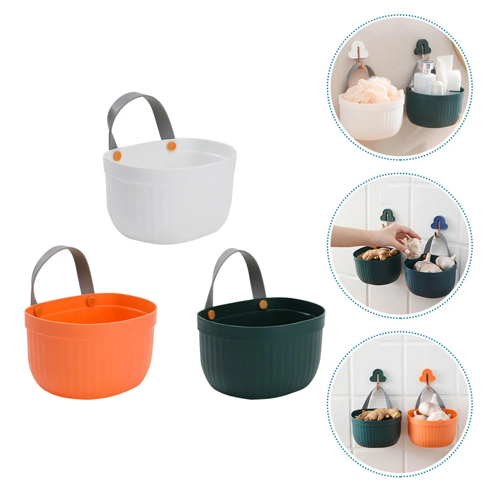

Basket Wall Hanging Storage Silicone Bath Ginger Onion Veggie Mounted Organizer Baskets Shower Fruit Bathroom