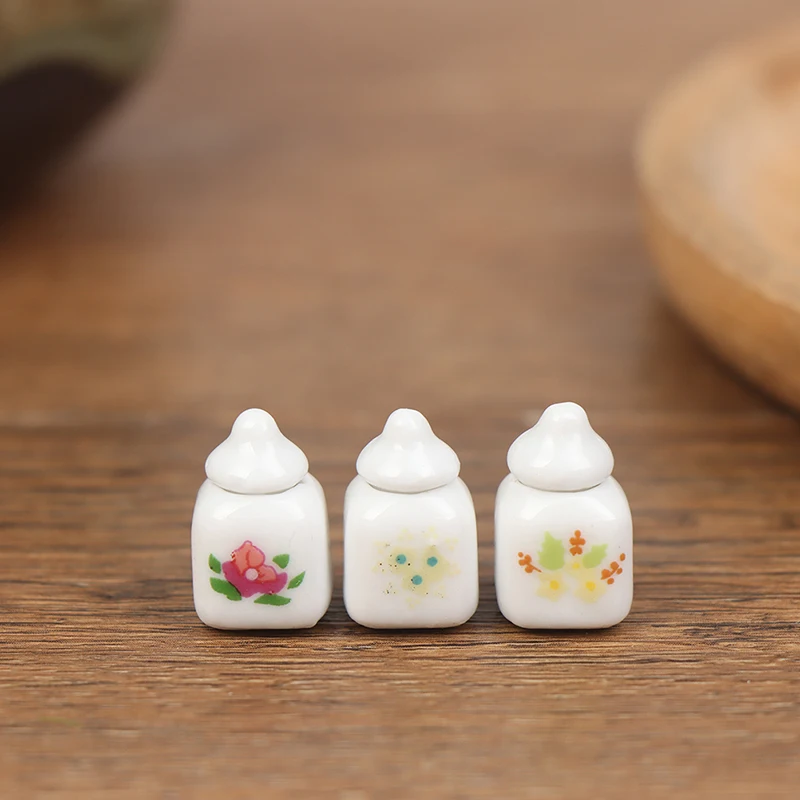 

3pcs 1:12 Doll House Kitchen Ceramic Miniatures Accessories Porcelain Eating Jar