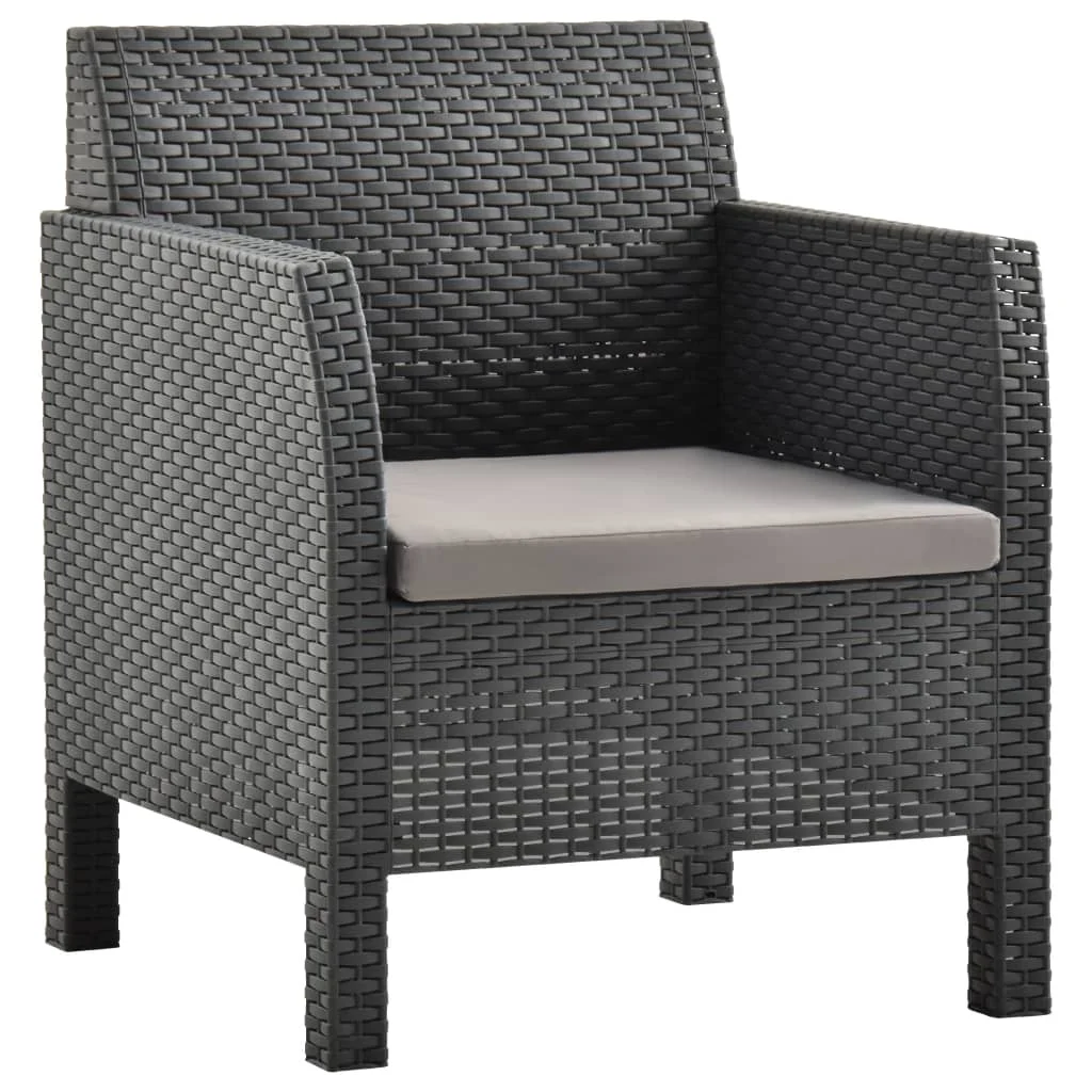 Set Balcony Lounge Chair With Cushion Pp Anthracite