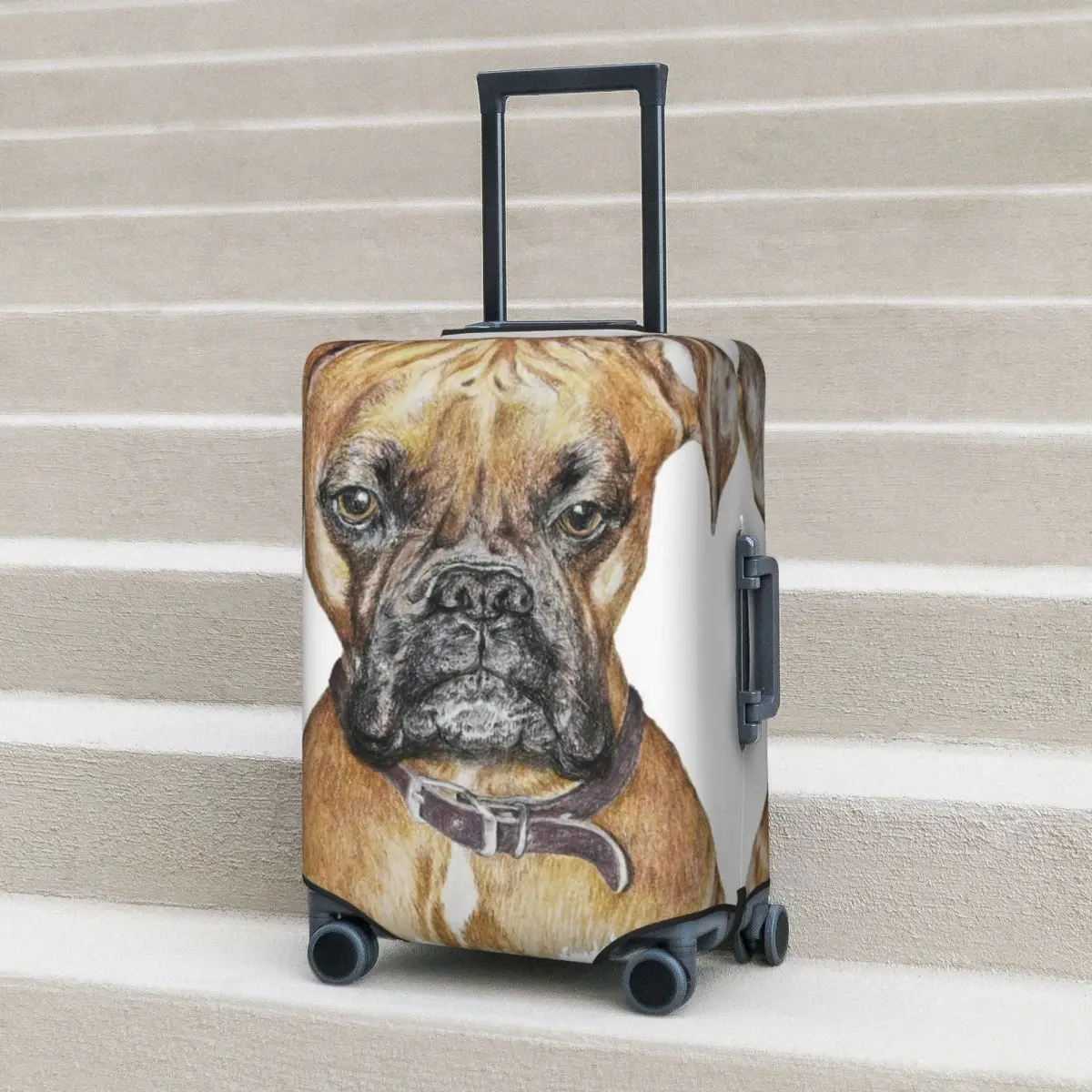 

Boxer Dog Suitcase Cover Holiday Frowning Practical Luggage Case Business Protector