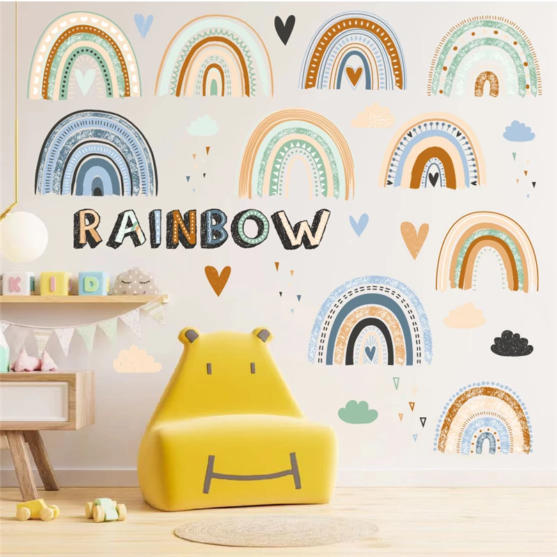 Красивые радужные наклейки на стену для детской комнаты спальни украшение дома