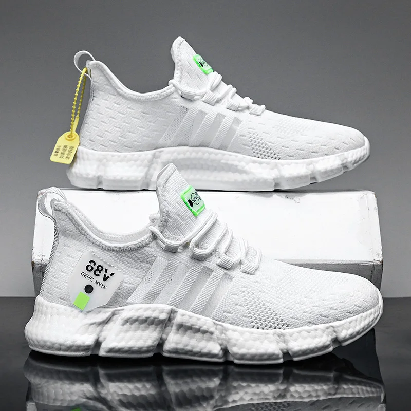 Running Shoes Men's Lightweight Casual Mesh Breathable Fluorescent Green Comfortable Jogging Men Sneakers Tenis Masculino